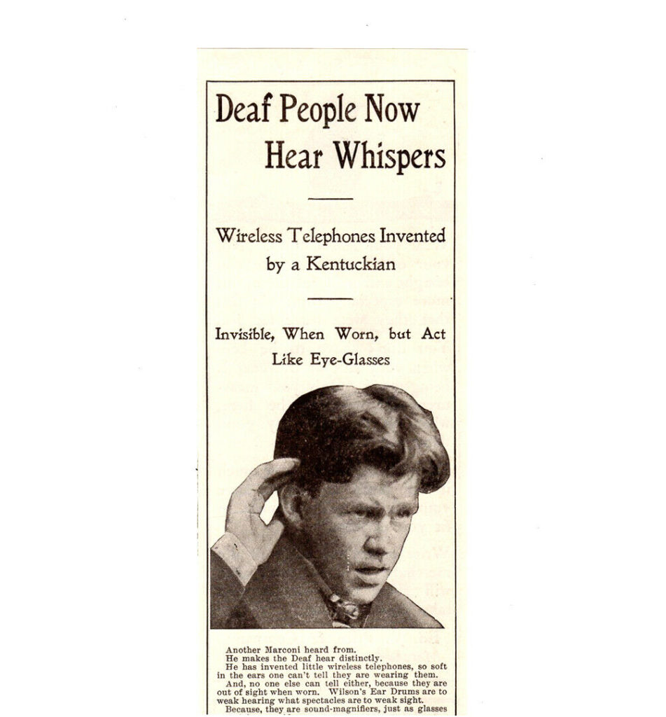 Deaf people now hear whispers - print ad headline